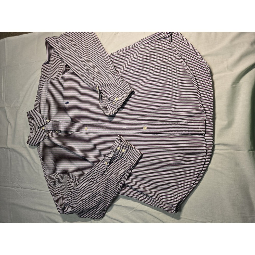 Ralph Lauren Shirt Mens 16 Large Striped Classic Fit Oxford Long Sleeve Dress Sh
